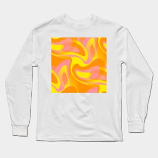 Feeling Groovy - 60's Mod Abstract in Orange, Pink and Yellow Long Sleeve T-Shirt